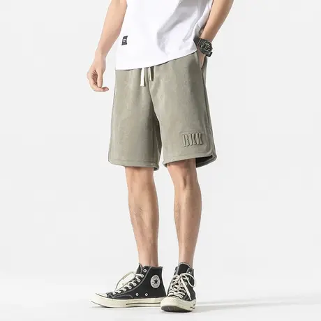 夏季男短裤冰丝纯棉运动五分裤宽松直筒加肥加大码肥佬胖子休闲裤商品大图