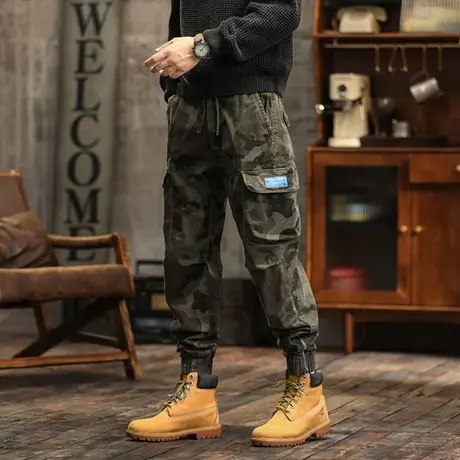裤子男款潮流百搭束脚工装裤秋冬厚款迷彩工装裤时尚男装休闲长裤商品大图