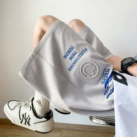 运动工装短裤男潮牌夏季薄款冰丝宽松休闲裤子潮流钢印刺绣五分裤商品大图