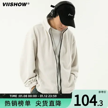 VIISHOW春季保暖抓绒衣立领夹克冲锋衣内胆户外加厚摇粒绒外套男商品大图