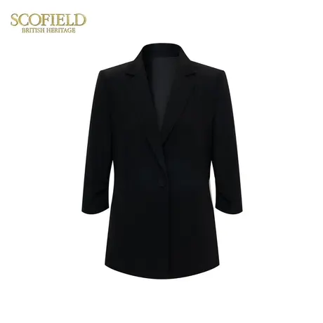 【醋酸】Scofield女装蓝色七分袖简约通勤西装外套夏季西装商品大图