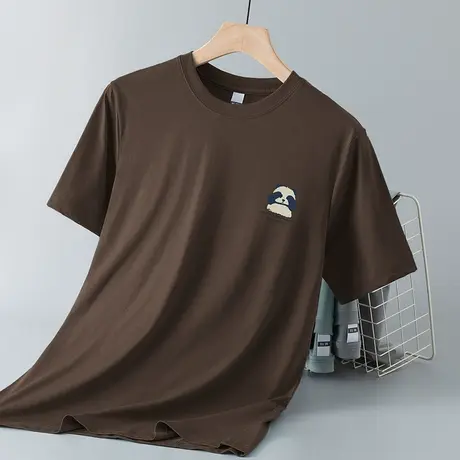 260g美式重磅纯棉短袖t恤男夏季小熊印花上衣服圆领半袖全棉体恤商品大图