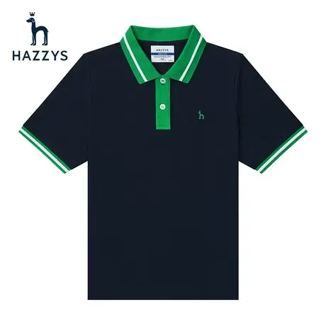 Hazzys哈吉斯后背绣花polo衫女夏季新款短袖T恤上衣图片