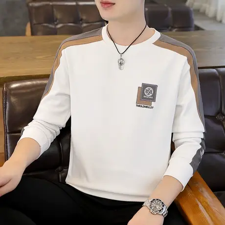 男士卫衣秋冬季加绒加厚男装长袖T恤衫秋衣打底小衫潮流秋装上衣商品大图