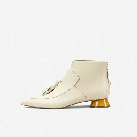 Nine West/玖熙2023年秋冬新款短靴女低跟尖头靴流苏圆鼓跟时装靴图片