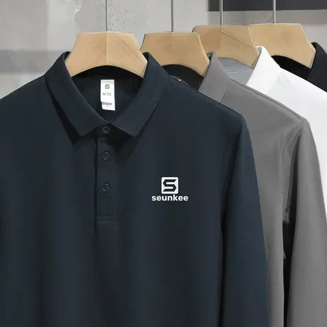 丝光珠地棉polo衫长袖翻领t恤男装潮流时尚带领打底衫有领秋衣服商品大图
