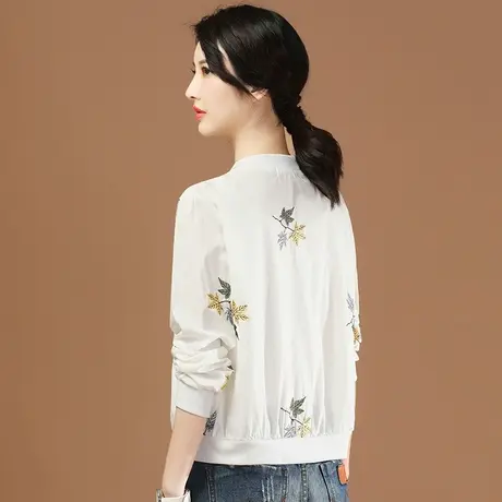 韩潮袭人立领长袖薄款女士外套2023夏季新款显瘦刺绣防晒空调衫商品大图