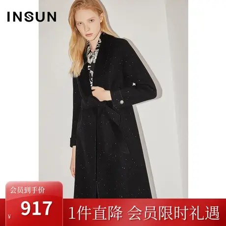 恩裳COVER冬2022时尚银丝竹节色织工艺吸晴收腰羊毛毛呢外套商品大图