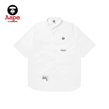Aape旗舰店男装春夏猿颜徽章字母印花潮流短袖衬衫8452XXK商品大图