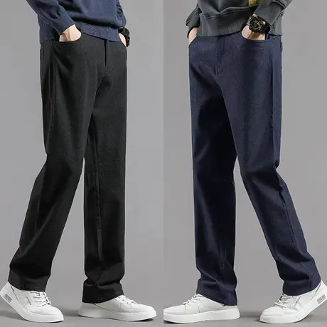 休闲裤男款秋季磨毛裤子男加厚春秋新款男裤中年商务西裤冬季长裤商品大图