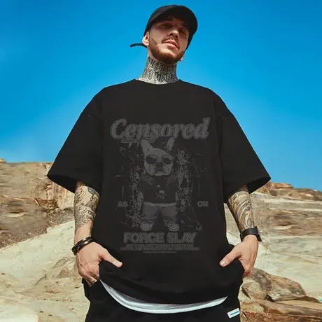 高街短袖t恤大码男装纯棉宽松情侣夏季oversize美式上衣服ins潮牌商品大图