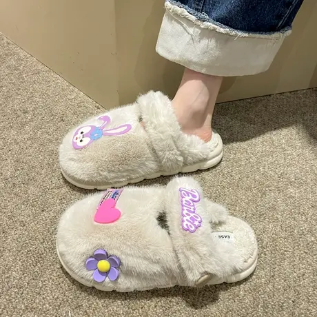 网红星黛露包头拖鞋女外穿2023秋冬新款加绒保暖半拖家居软底棉拖商品大图