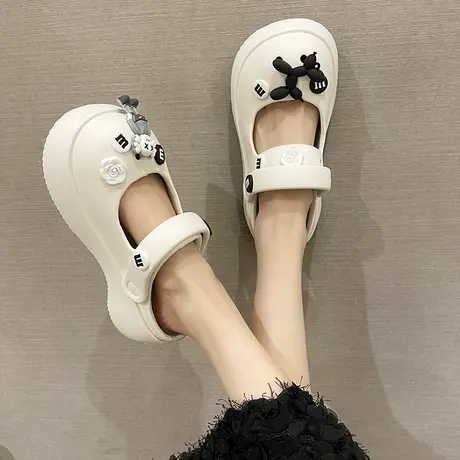 玛丽珍增高洞洞鞋女夏季外穿可爱气球狗防滑踩屎感厚底包头凉拖鞋商品大图