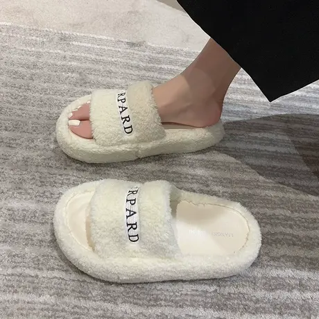 设计感毛毛拖鞋外穿女2023新款爆款网红超火凉拖鞋时尚懒人一字拖图片