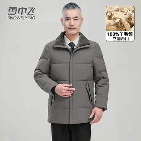 雪中飞羽绒服男 中年男士爸爸装商务常规款加厚保暖防寒棉服外套商品大图