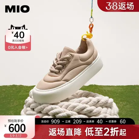 MIO米奥秋冬厚底小白鞋休闲板鞋时髦活力德训鞋面包鞋女鞋图片
