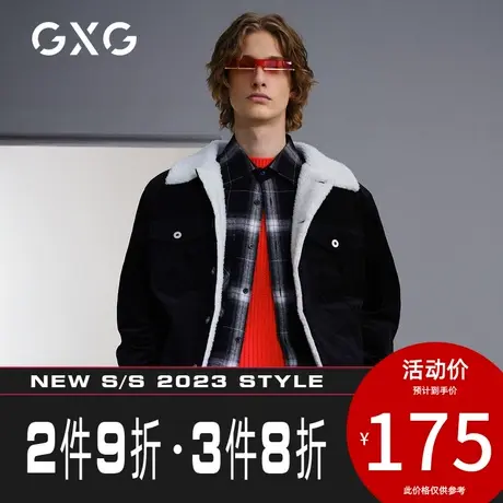 GXG男装 秋季热卖韩版加厚黑色仿羊羔毛潮流夹克外套男士图片
