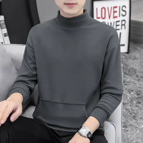 2023新款半高领卫衣男潮ins春秋款宽松潮流百搭加绒中领秋季长袖商品大图