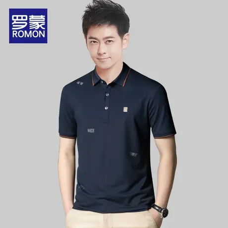 【桑蚕丝】罗蒙短袖polo衫男士冰丝翻领T恤2023新款丝光棉上衣服图片