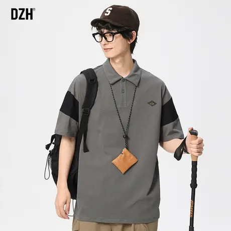 男生灰色polo衫男短袖纯棉夏季潮牌商务半袖上衣修身t恤2023新款商品大图