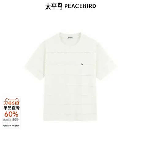 【商场同款】太平鸟男装T恤新款提花肌理重磅短袖潮 B1CNE3205商品大图