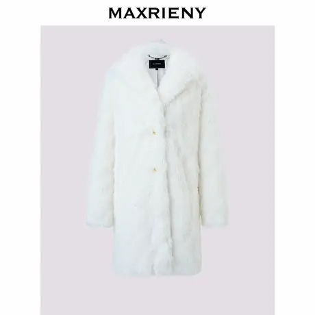 【时髦暖冬-商场同款】MAXRIENY翻领环保毛绒大衣廓形外套中长款图片