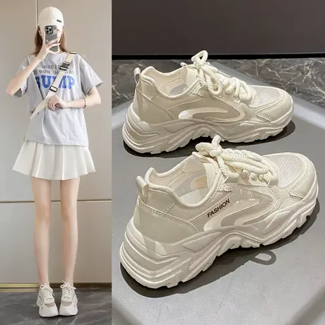 镂空网面老爹鞋女2025新款夏季薄款网鞋大码41一43单网运动小白鞋图片