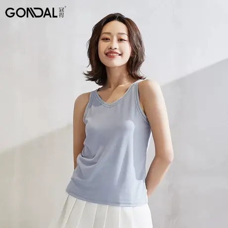 冠得女士蚕丝吊带夏季内搭花边背心外穿休闲女生透气宽松纯色细肩图片