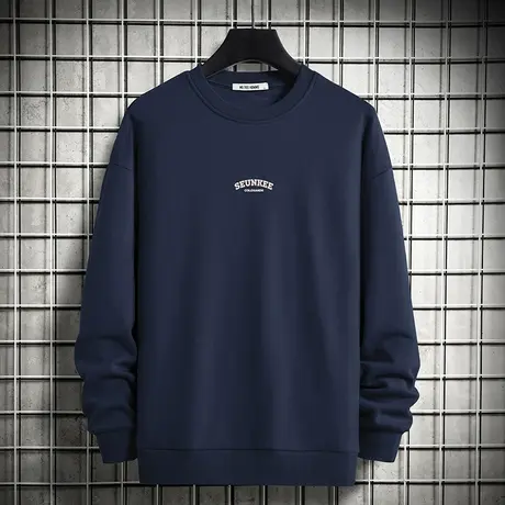 男士卫衣2023秋季新款加绒加厚宽松潮流百搭圆领套头无帽长袖t恤商品大图