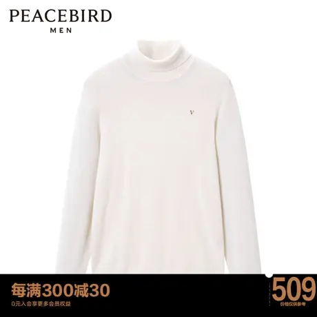 太平鸟男装 休闲毛衣针织衫男白色潮流高领毛衣上衣男 B1EGB4446图片