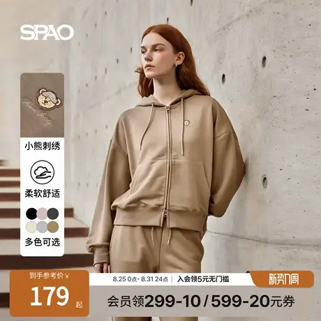 【WOODIE系列】SPAO韩国同款2025年秋季新品休闲短款连帽卫衣外套商品大图