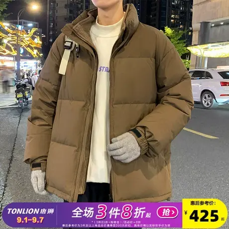 唐狮2024冬季新款男士羽绒服假两件设计拼接灯芯绒短款面包服潮流图片