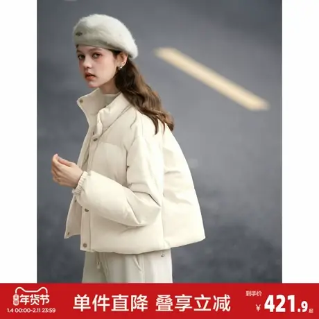 唐狮2026冬季女立领麂皮绒短款羽绒服时尚减龄小个子超好看上衣商品大图