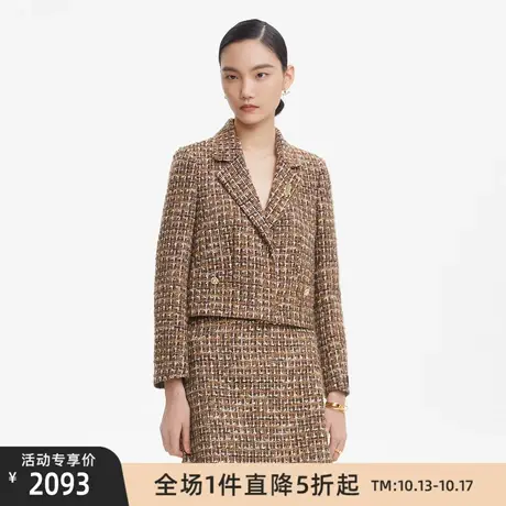 LANCY/朗姿2023新款翻领短外套女高级感显瘦通勤西装式上衣商品大图