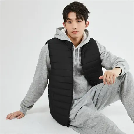 佐丹奴背心外套男秋冬新款夹棉保暖男生纯色立领棉衣马甲13072815图片