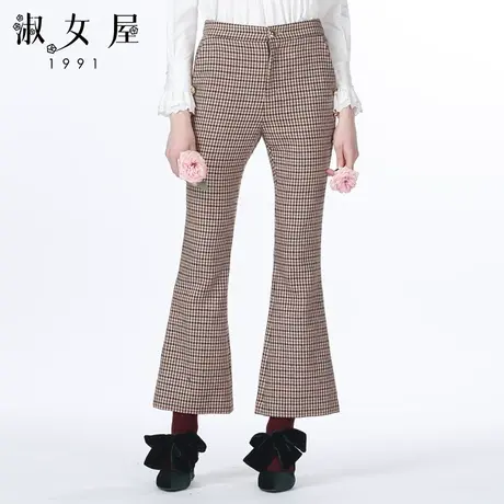 淑女屋旗舰店官网正品休闲裤子修身女沙漠公主西服裤呢子长裤喇叭图片
