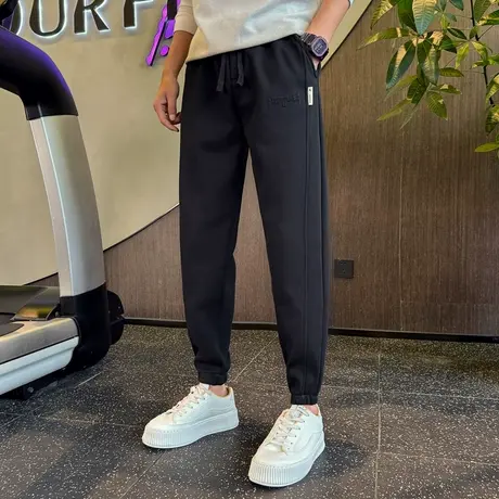 冬季新款加绒男裤潮牌宽松束脚运动哈伦卫裤保暖加厚百搭休闲长裤图片