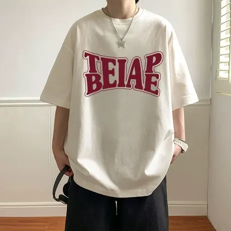 港风潮牌重磅短袖t恤男夏季2025新款美式宽松oversize体恤纯棉tee图片