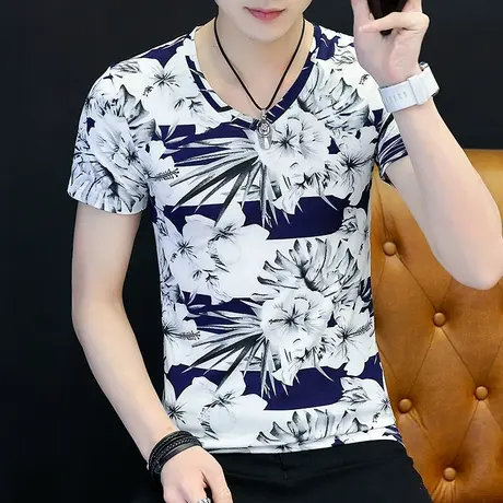 短袖T恤男2021夏装薄款衣服韩版个性潮流上衣青少年学生夏季半袖商品大图