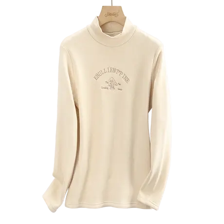 时尚德绒加绒打底衫2022年冬季新款淑女温柔宽松显瘦通勤简约上衣商品大图