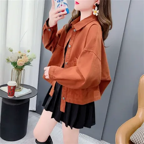 短款小个子牛仔外套女春秋2023年新款宽松设计感网红工装夹克上衣商品大图