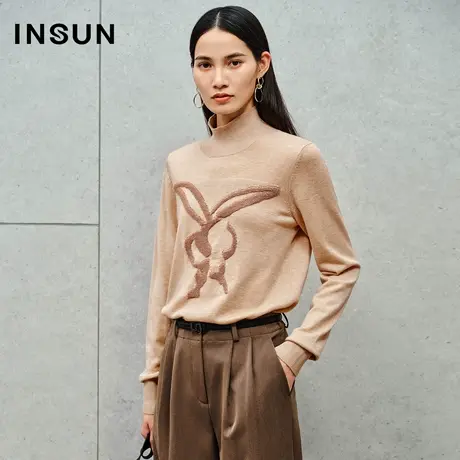 INSUN恩裳线上专选秋季兔子羊毛高领毛针织衫商品大图
