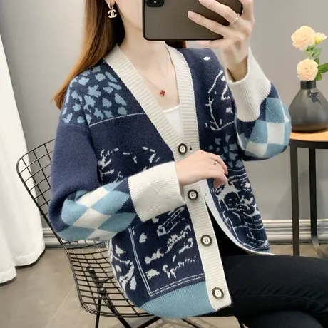 针织开衫女士毛衣外套秋冬2022年新款爆秋款女装2022年早秋季上衣商品大图