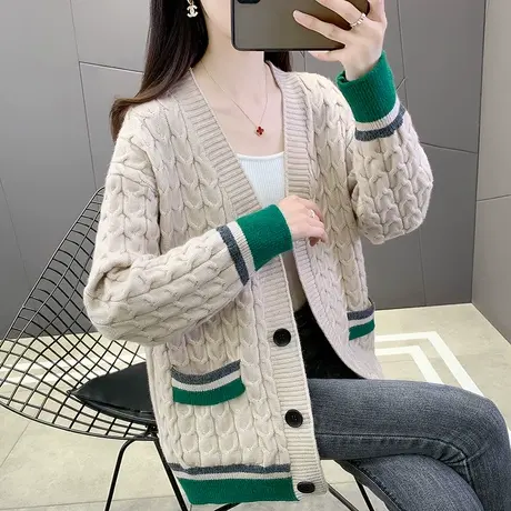 初春女士毛衣外套上衣女装2023年新款春装爆款针织开衫女春秋装商品大图