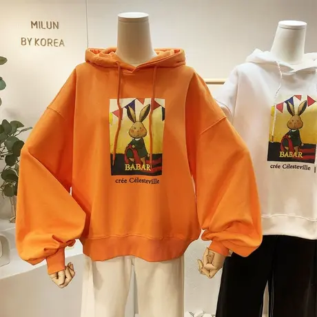 小个子卫衣2021春季新款韩国东大门ins甜美连帽卫衣毛圈棉女学生商品大图