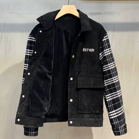 棉衣外套男士韩版潮流秋冬季加绒加厚百搭棉服休闲男装棒球服夹克图片