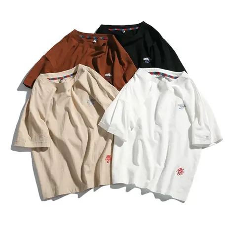 半截袖男亚麻T恤棉麻短袖中国风麻料上衣半袖宽松体桖大码t血男装商品大图