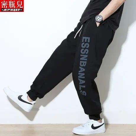 密瓶儿加肥加大裤子男宽松秋季男士潮牌休闲裤男装青少年运动裤男商品大图