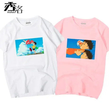 秀洛悬崖上的金鱼姬公主波妞与宗介波妞t恤男宫崎骏动漫周边短袖商品大图