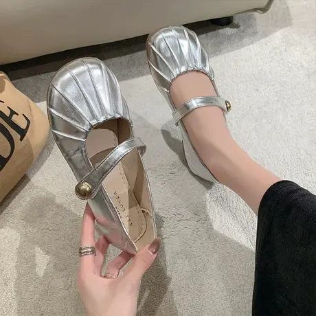 玛丽珍鞋女平底单鞋秋季2023年新款浅口奶奶鞋温柔风配裙子小皮鞋图片